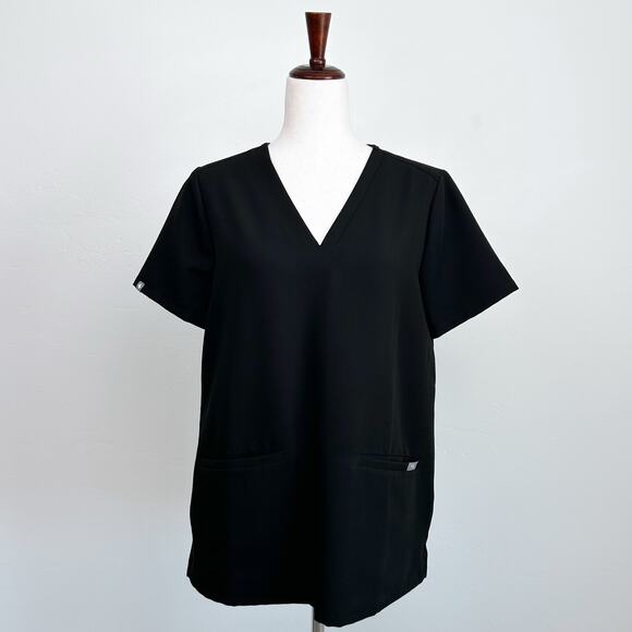 Figs Casma Black Short Sleeve Three-Pocket Scrub Top - Picture 1 of 8